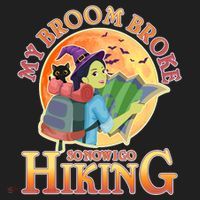 Funny Halloween My Broom Broke So Now I Go Hiking Beanie thumb 2