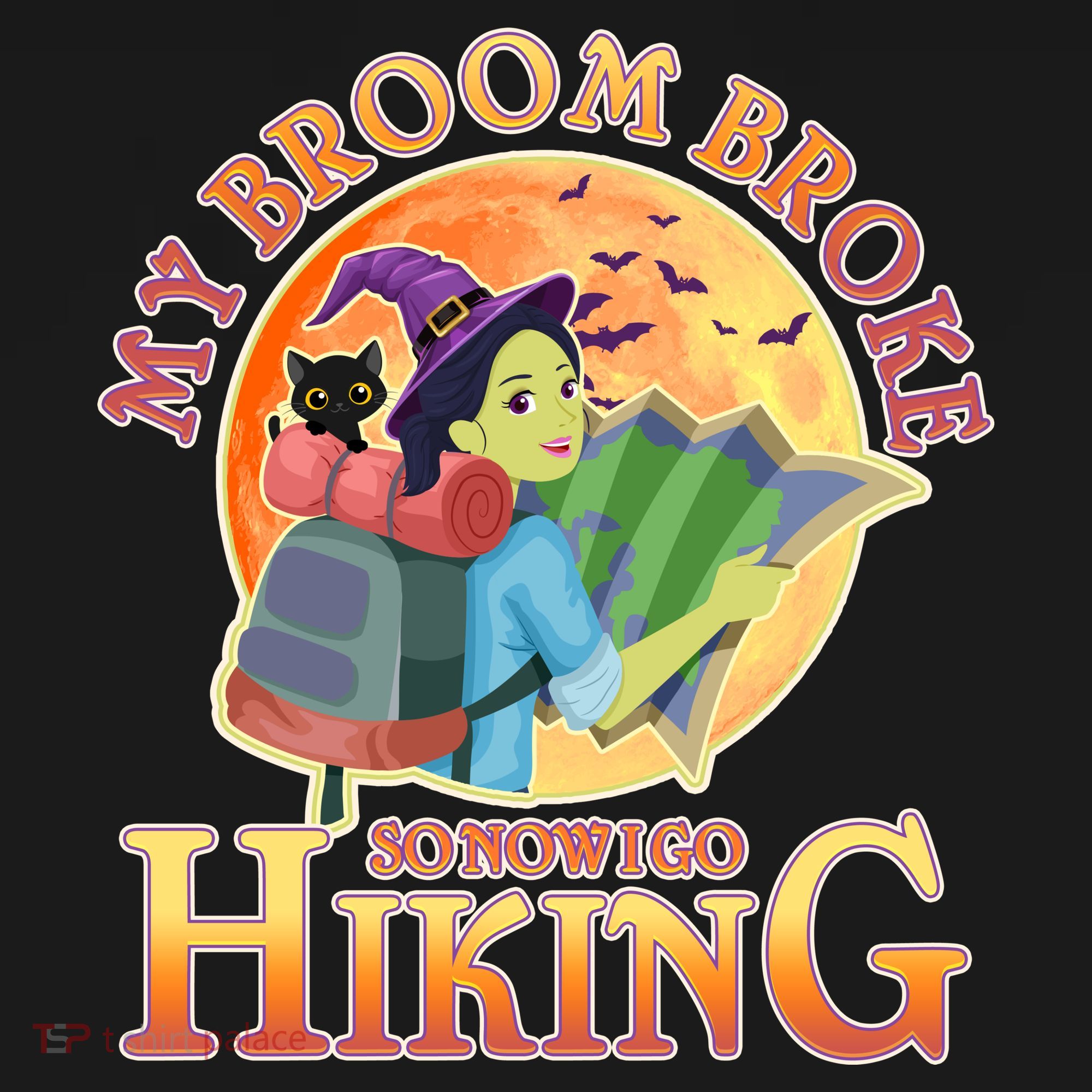 Funny Halloween My Broom Broke So Now I Go Hiking Women's Hoodie