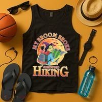 Funny Halloween My Broom Broke So Now I Go Hiking Tank Top thumb 4