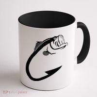 Fish Hook Minimal Art Cool Fishing Lover Art Lover Gift Coffee Mug thumb 1