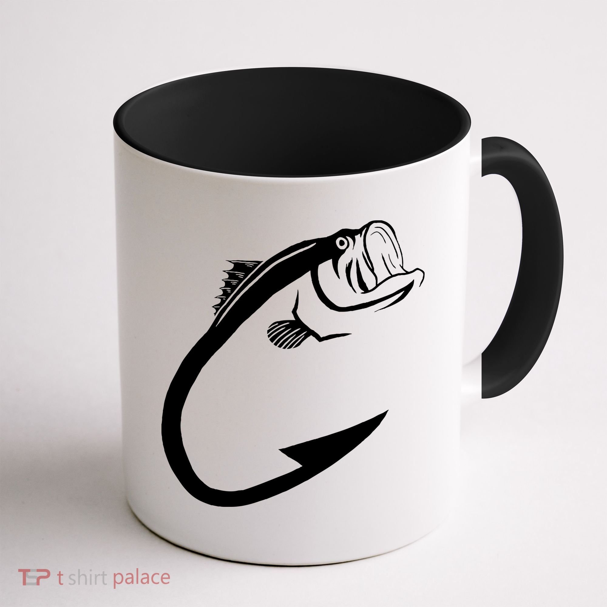 Fish Hook Minimal Art Cool Fishing Lover Art Lover Gift Coffee Mug