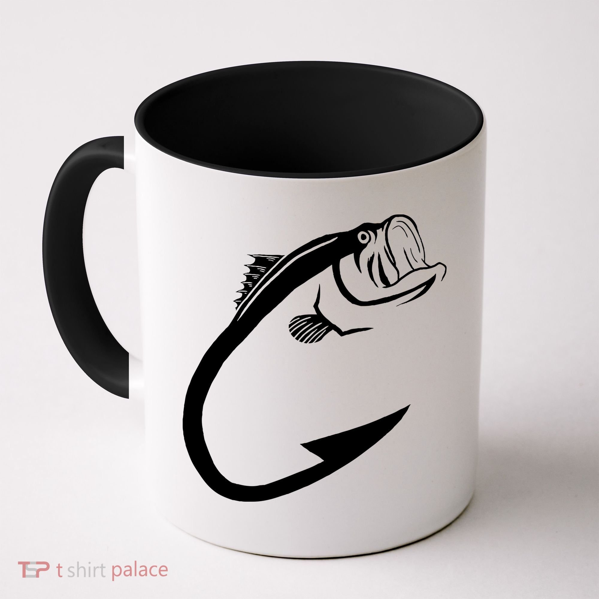 Fish Hook Minimal Art Cool Fishing Lover Art Lover Gift Coffee Mug