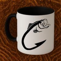 Fish Hook Minimal Art Cool Fishing Lover Art Lover Gift Coffee Mug thumb 2