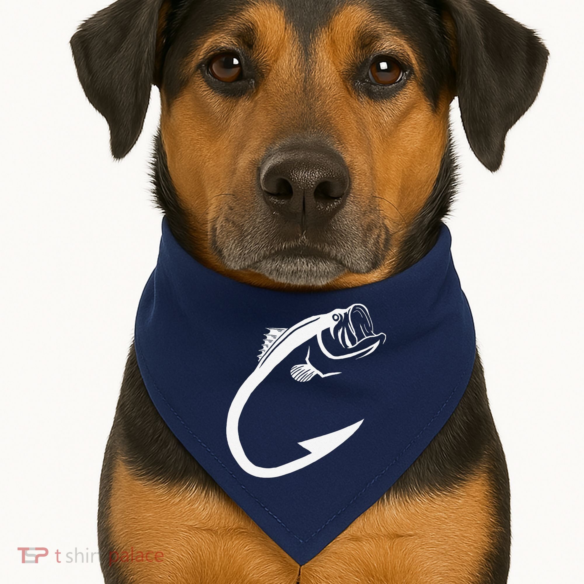 Fish Hook Minimal Art Cool Fishing Lover Art Lover Gift USA-Made Doggie Bandana