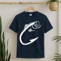 Fish Hook Minimal Art Cool Fishing Lover Art Lover Gift T-Shirt thumb 2