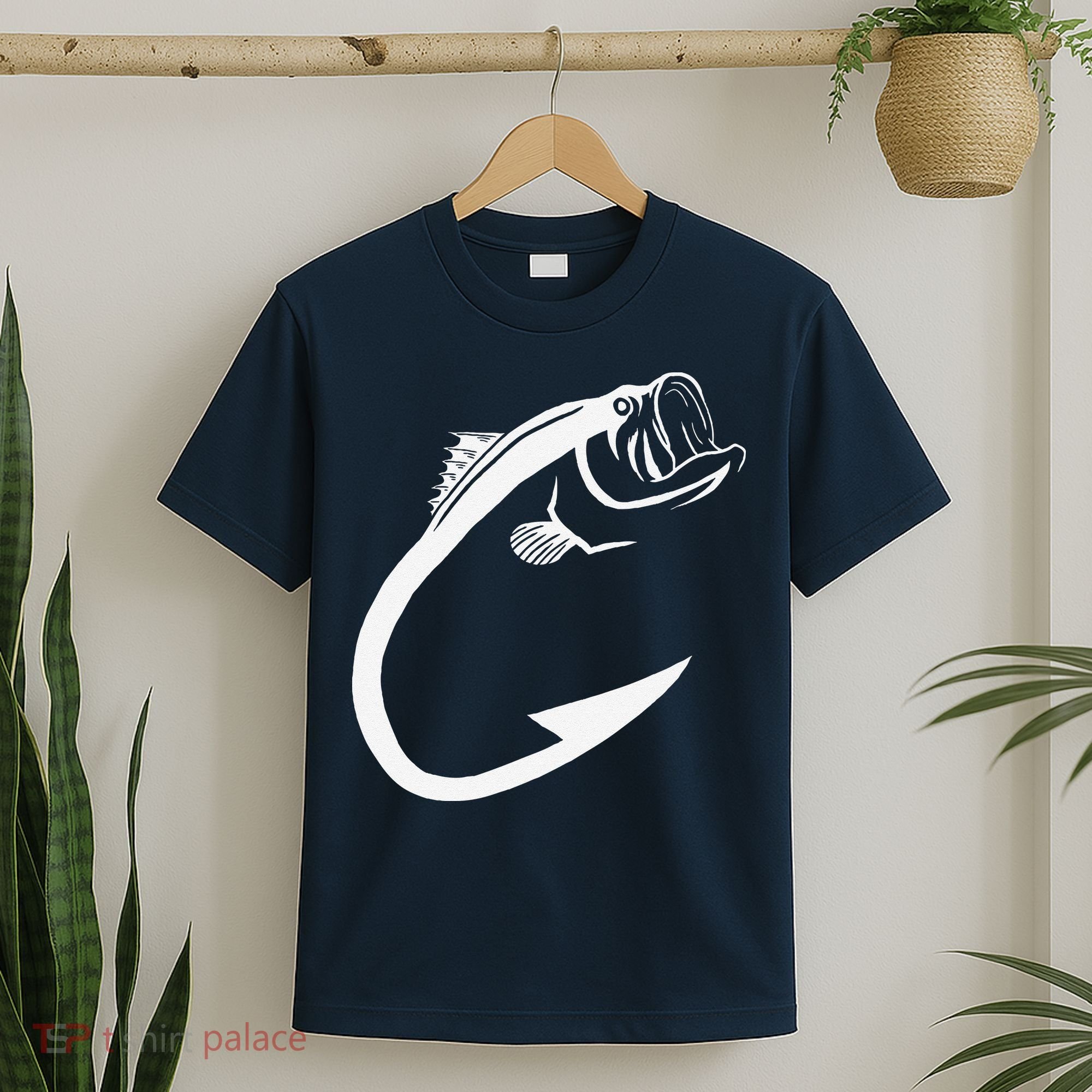 Fish Hook Minimal Art Cool Fishing Lover Art Lover Gift T-Shirt