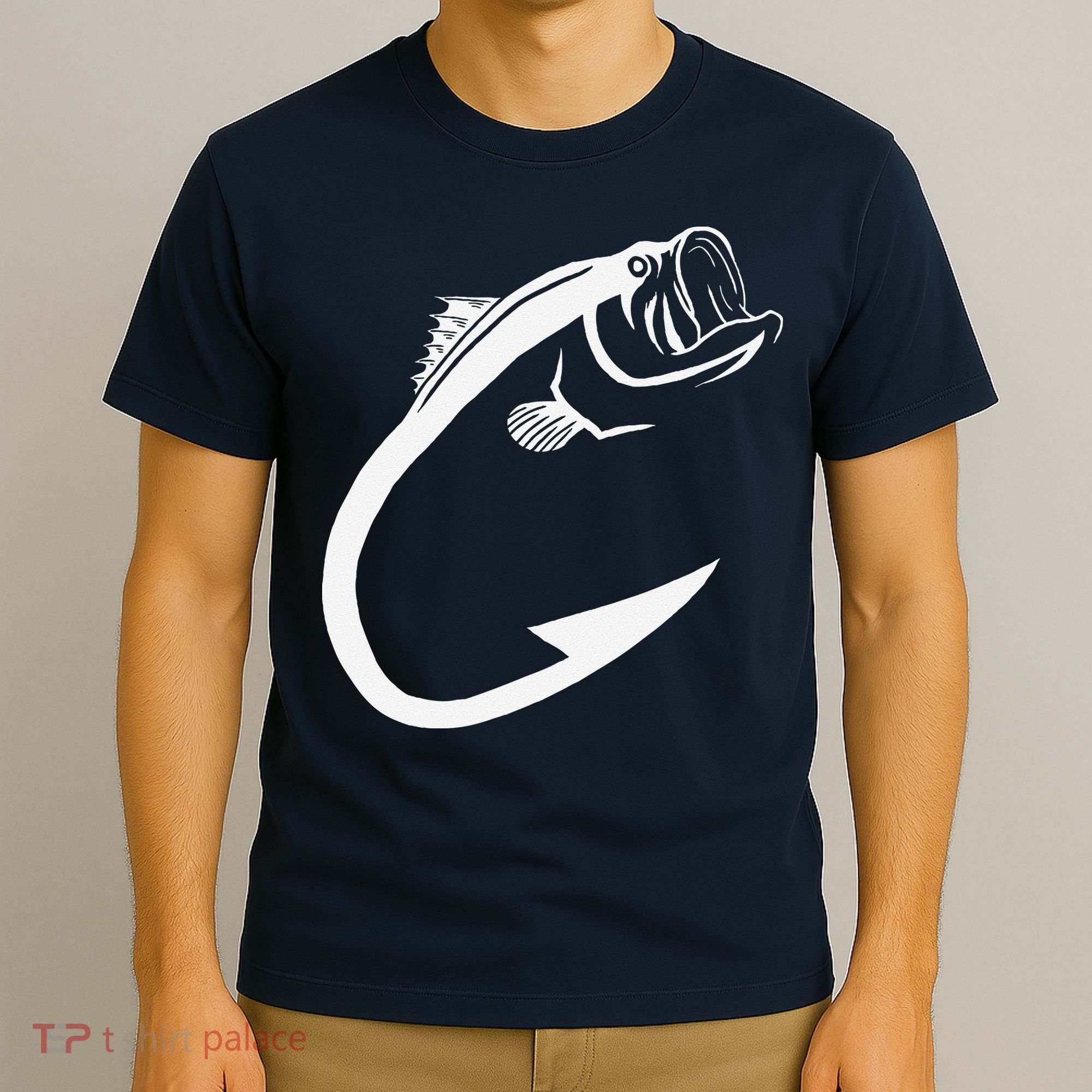 Fish Hook Minimal Art Cool Fishing Lover Art Lover Gift T-Shirt