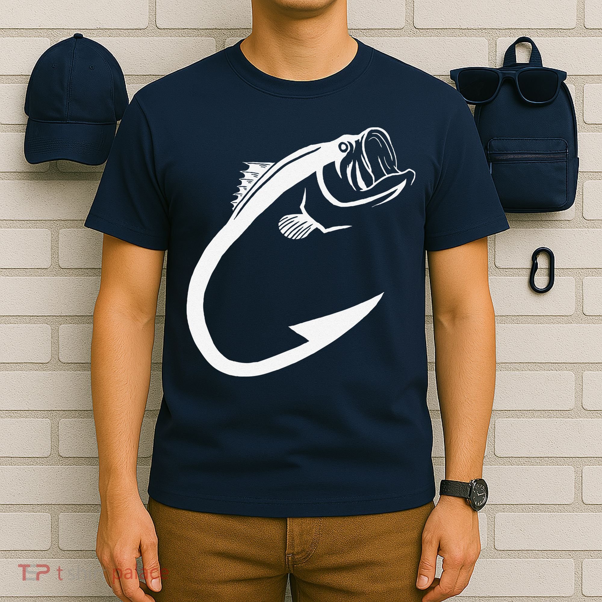 Fish Hook Minimal Art Cool Fishing Lover Art Lover Gift T-Shirt
