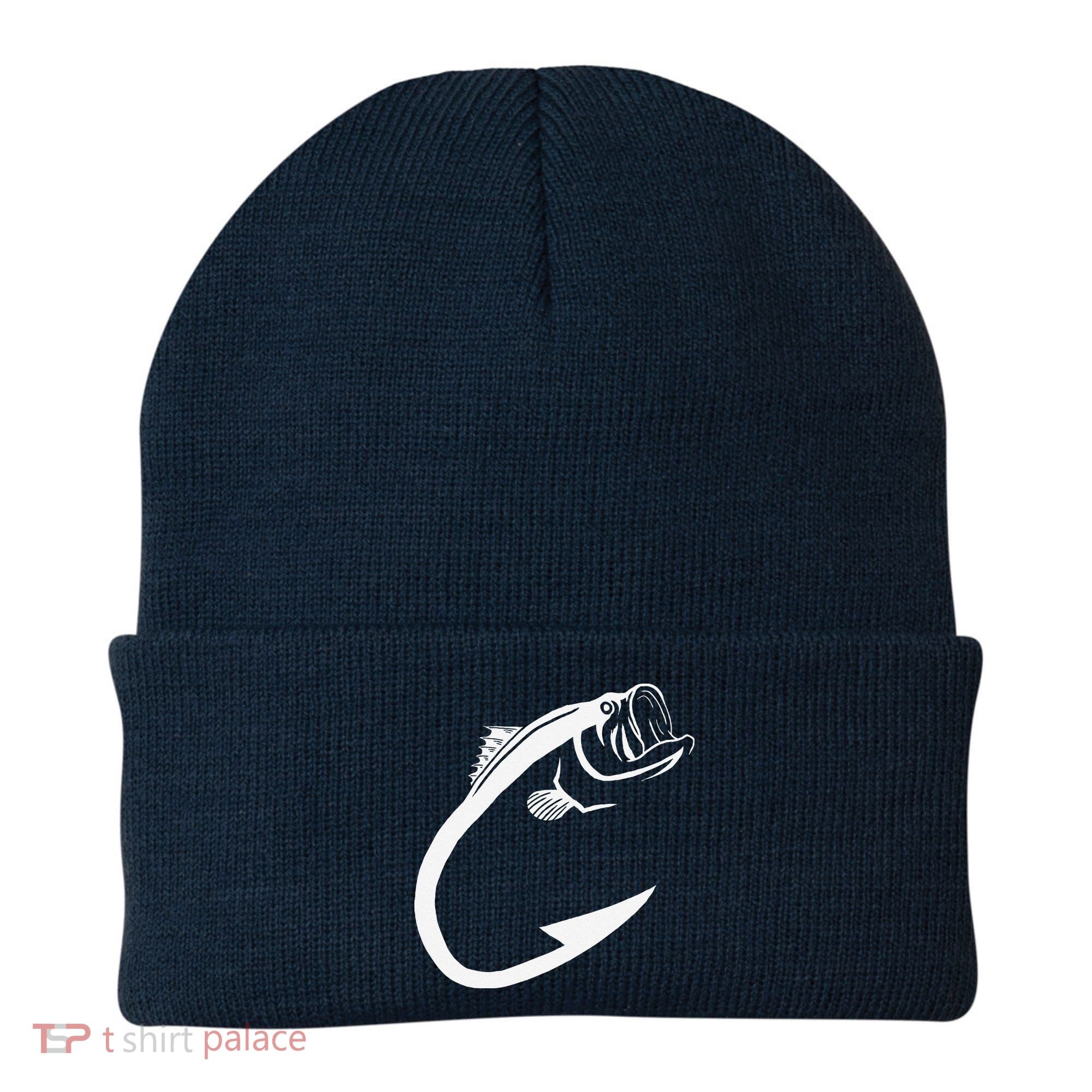 Fish Hook Minimal Art Cool Fishing Lover Art Lover Gift Beanie
