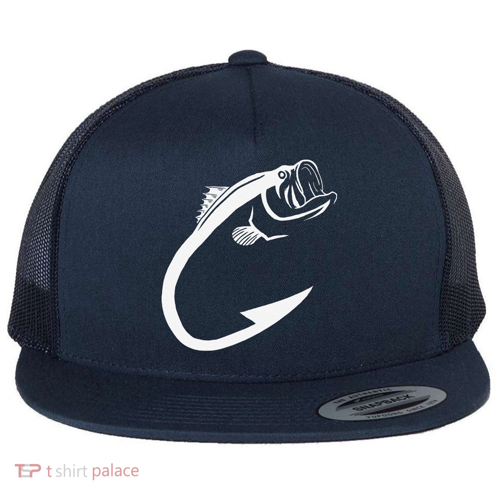 Fish Hook Minimal Art Cool Fishing Lover Art Lover Gift Flat Bill Trucker Hat