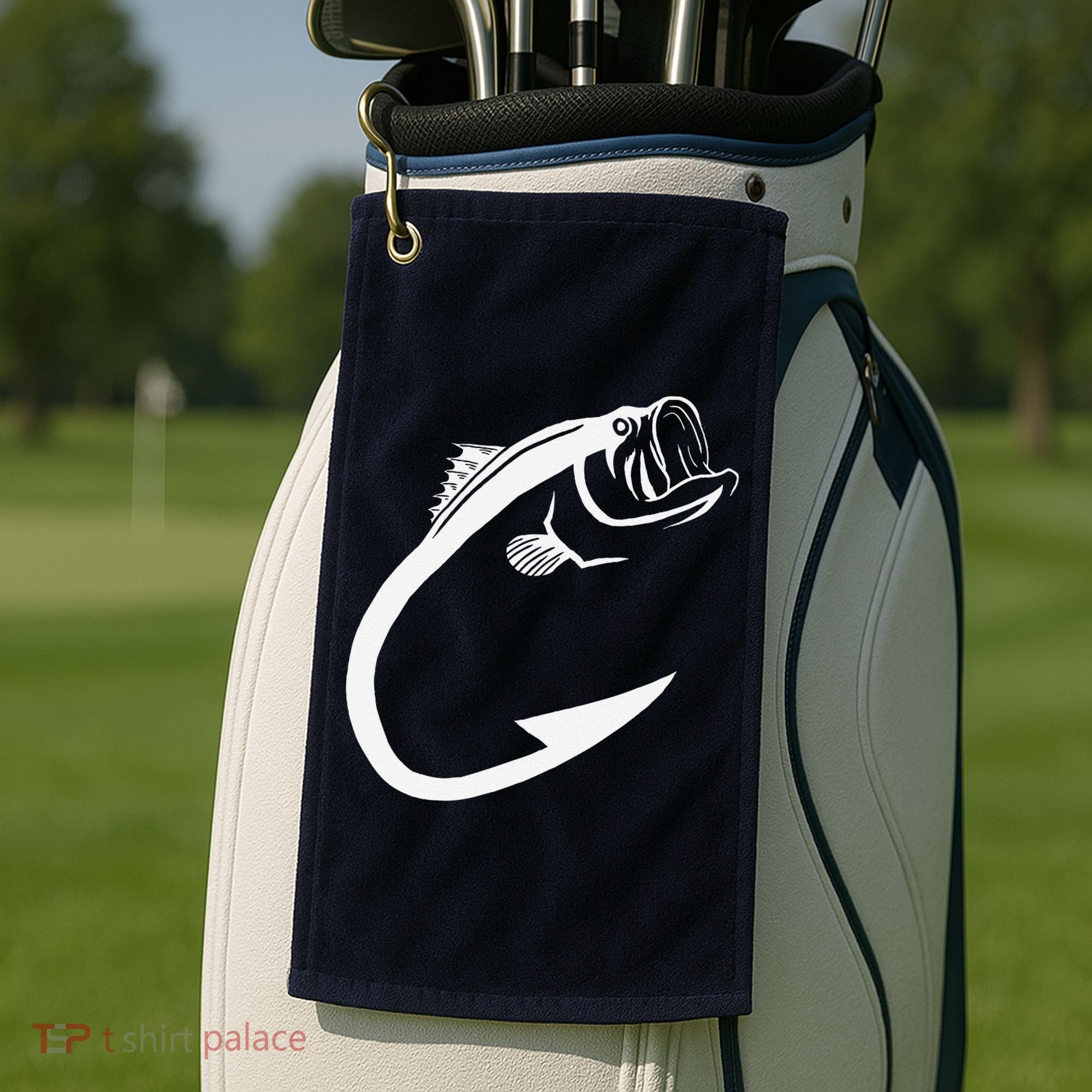 Fish Hook Minimal Art Cool Fishing Lover Art Lover Gift Golf Towel
