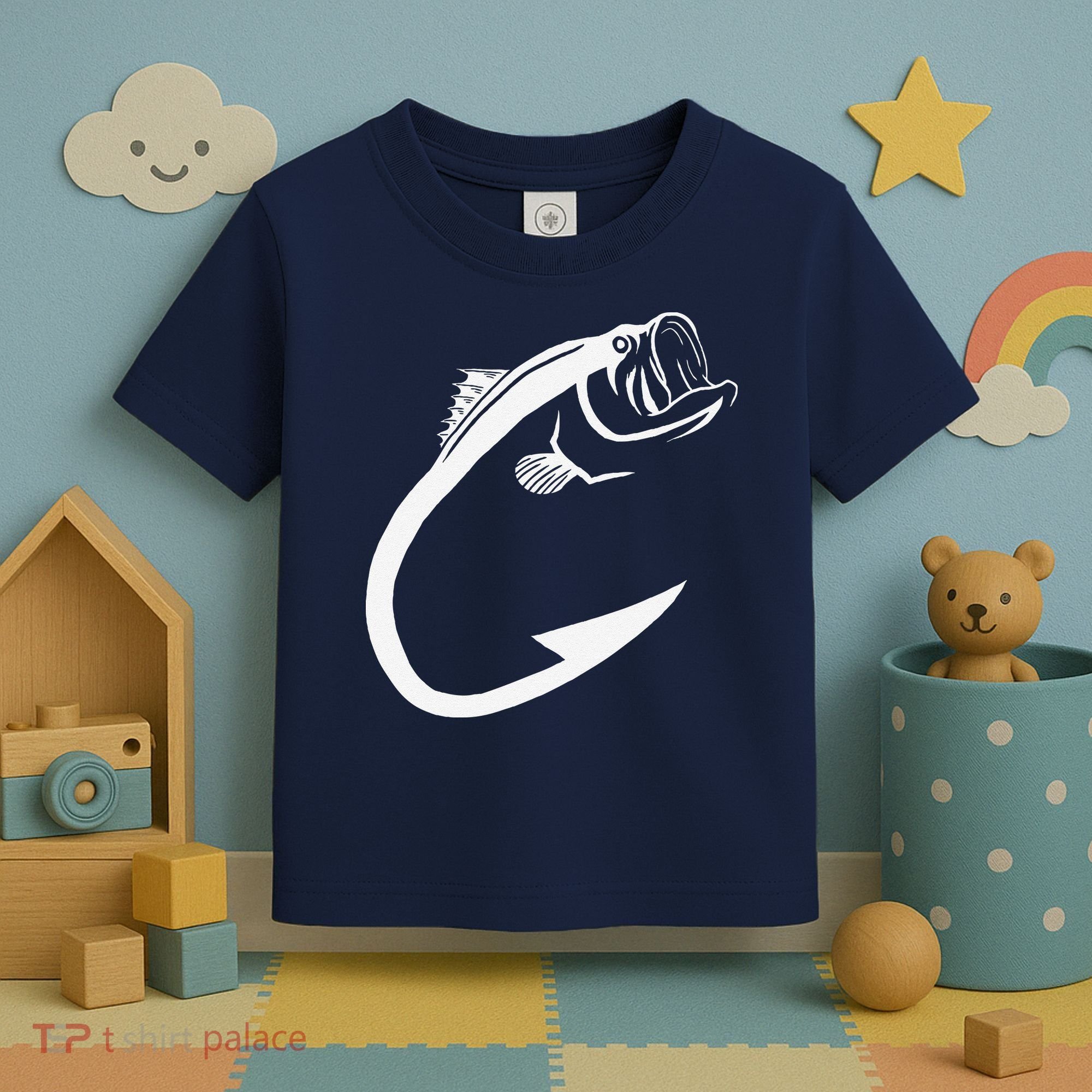 Fish Hook Minimal Art Cool Fishing Lover Art Lover Gift Toddler T-Shirt