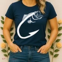 Fish Hook Minimal Art Cool Fishing Lover Art Lover Gift Women's T-Shirt thumb 2