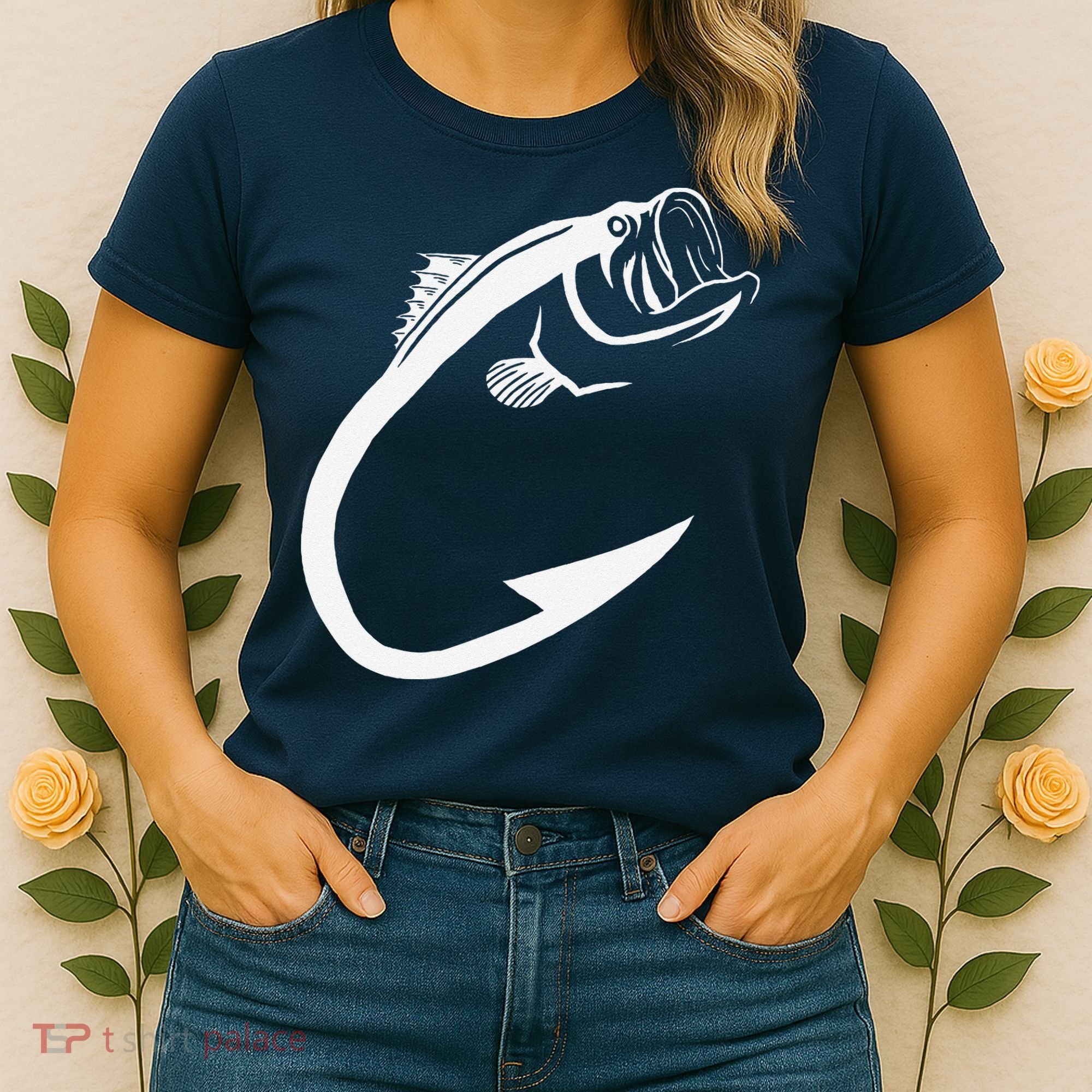 Fish Hook Minimal Art Cool Fishing Lover Art Lover Gift Women's T-Shirt