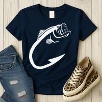 Fish Hook Minimal Art Cool Fishing Lover Art Lover Gift Women's T-Shirt thumb 3