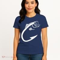 Fish Hook Minimal Art Cool Fishing Lover Art Lover Gift Women's T-Shirt thumb 4