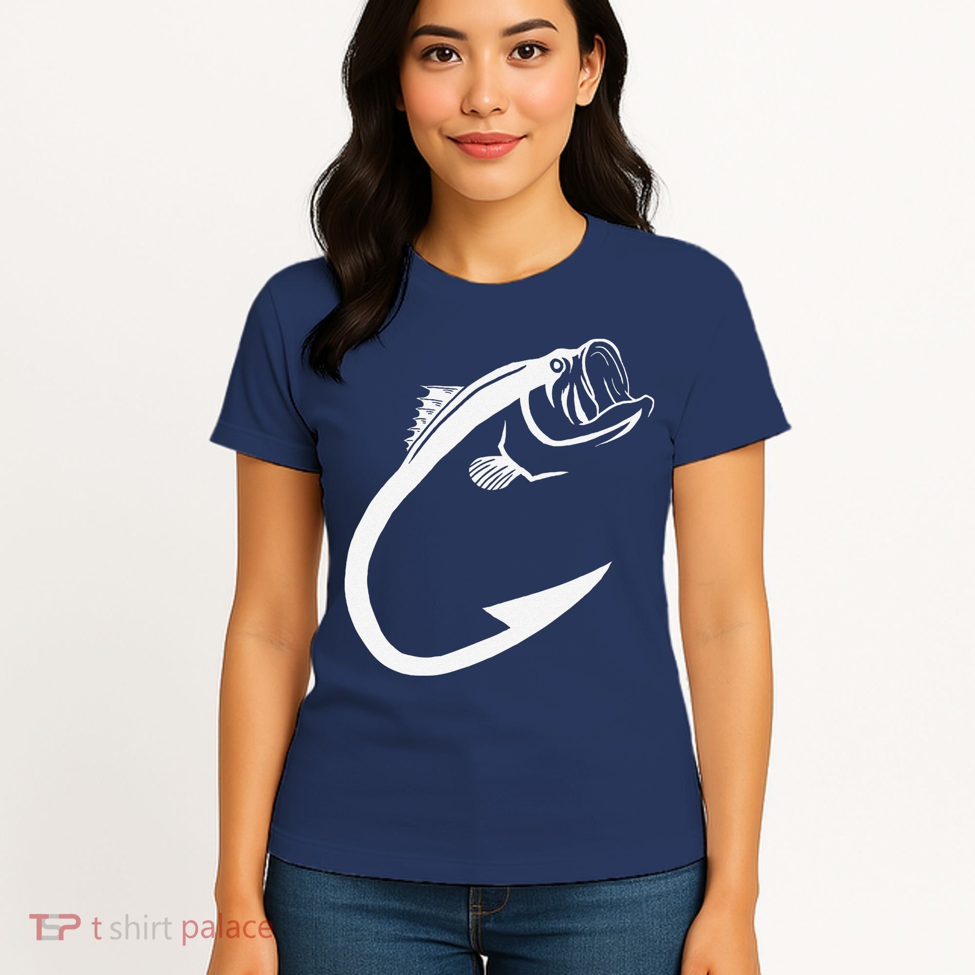 Fish Hook Minimal Art Cool Fishing Lover Art Lover Gift Women's T-Shirt