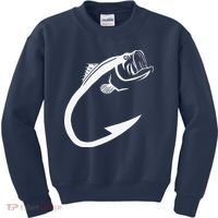 Fish Hook Minimal Art Cool Fishing Lover Art Lover Gift Kids Sweatshirt thumb 0