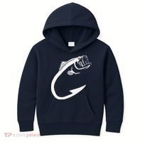 Fish Hook Minimal Art Cool Fishing Lover Art Lover Gift Kids Hoodie thumb 0