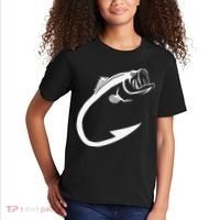 Fish Hook Minimal Art Cool Fishing Lover Art Lover Gift Kids T-Shirt thumb 2