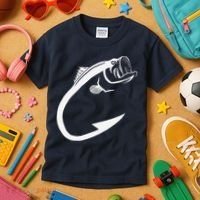 Fish Hook Minimal Art Cool Fishing Lover Art Lover Gift Kids T-Shirt thumb 3