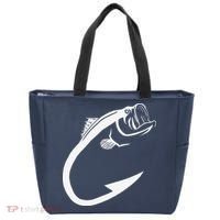Fish Hook Minimal Art Cool Fishing Lover Art Lover Gift Tote Bag thumb 0