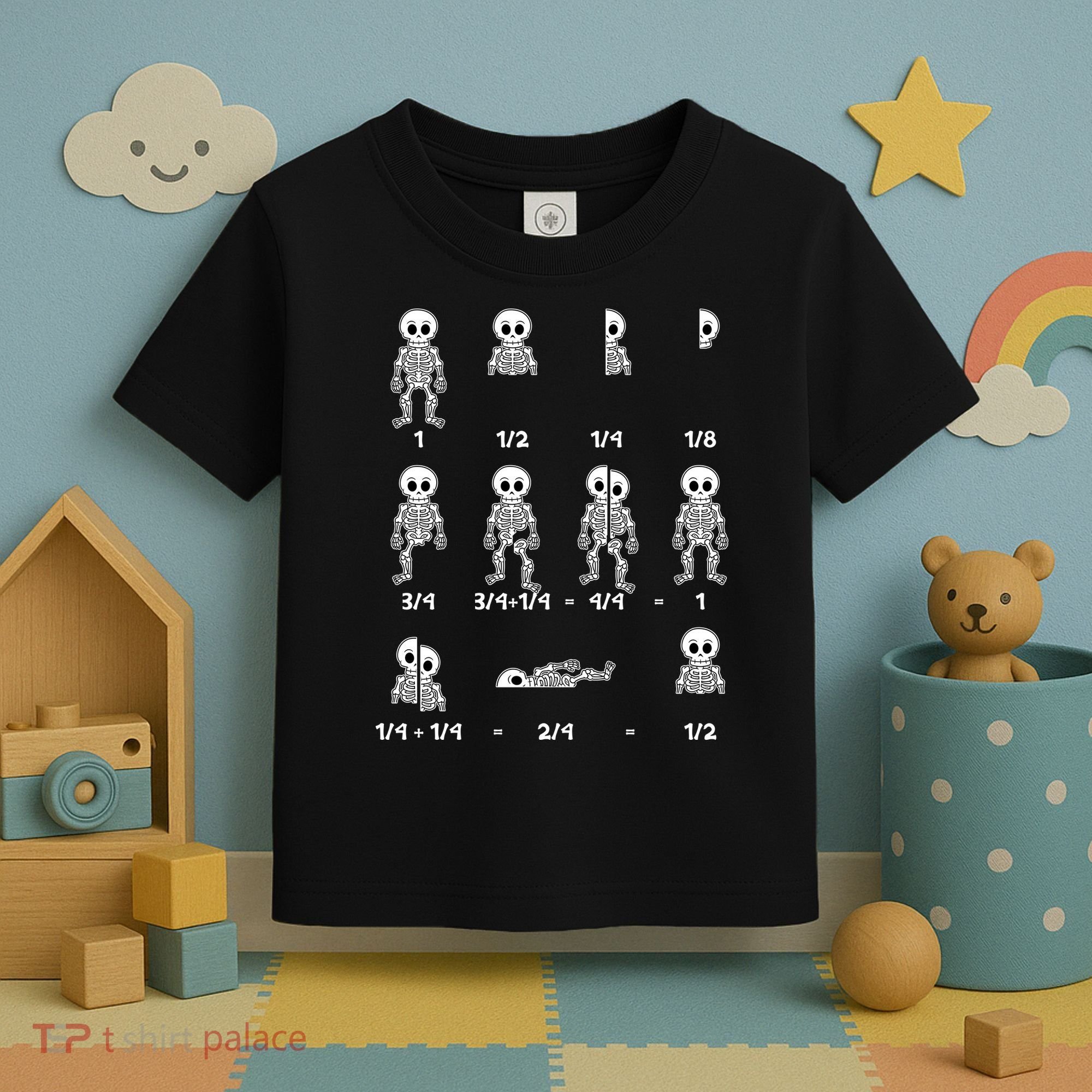 Funny Halloween Math Equations Skeletons Toddler T-Shirt