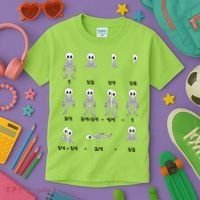 Funny Halloween Math Equations Skeletons Kids T-Shirt thumb 3
