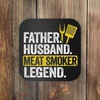 Father Husband Meat Smoker Legend Grilling Dad Meat Smoking Coaster thumb 0