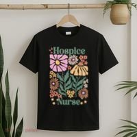 Floral Hospice Nurse Health Care T-Shirt thumb 2