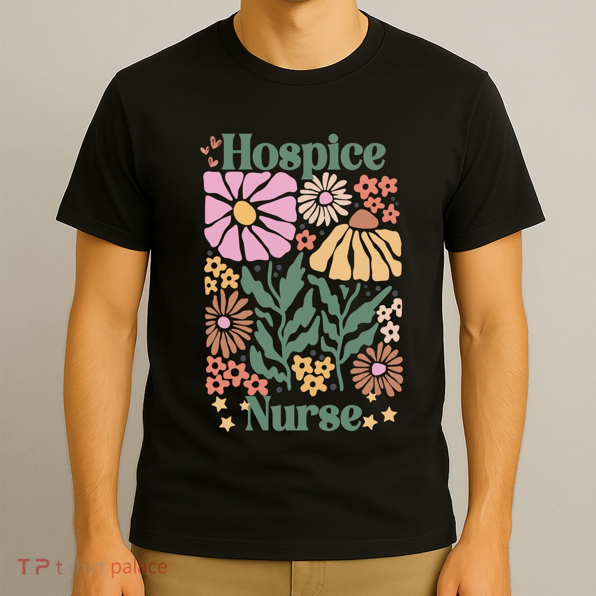 Floral Hospice Nurse Health Care T-Shirt