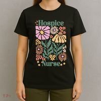 Floral Hospice Nurse Health Care T-Shirt thumb 4