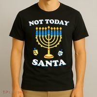 Funny Hanukkah Not Today Santa Jewish Chanukah T-Shirt thumb 3