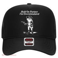 Funny Hold On Partner Im Overstimulated Western Cowboy Frog Toad Hat thumb 0