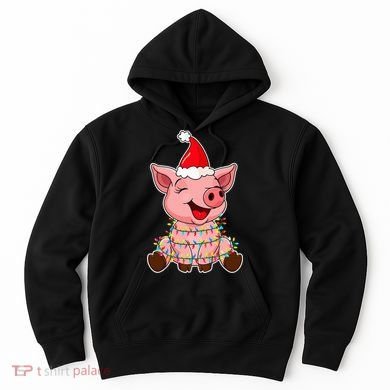Festive Holiday Pig with Santa Hat Hilarious Gift Hoodie