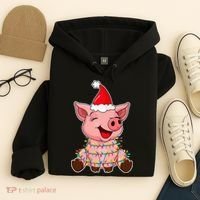 Festive Holiday Pig with Santa Hat Hilarious Gift Hoodie thumb 4