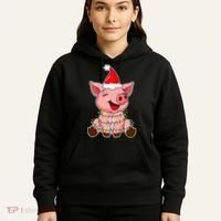 Festive Holiday Pig with Santa Hat Hilarious Gift Hoodie thumb 5