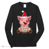 Festive Holiday Pig with Santa Hat Hilarious Gift Long Sleeve Shirt thumb 0