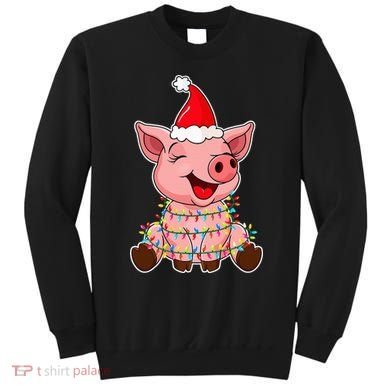 Festive Holiday Pig with Santa Hat Hilarious Gift Sweatshirt