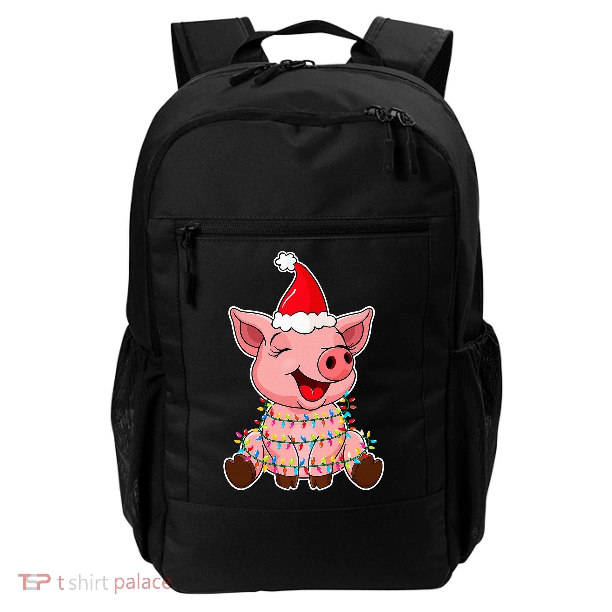 Festive Holiday Pig with Santa Hat Hilarious Gift Backpack