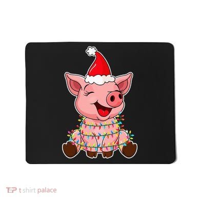 Festive Holiday Pig with Santa Hat Hilarious Gift Mousepad