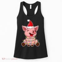 Festive Holiday Pig with Santa Hat Hilarious Gift Women's Tank Top thumb 0