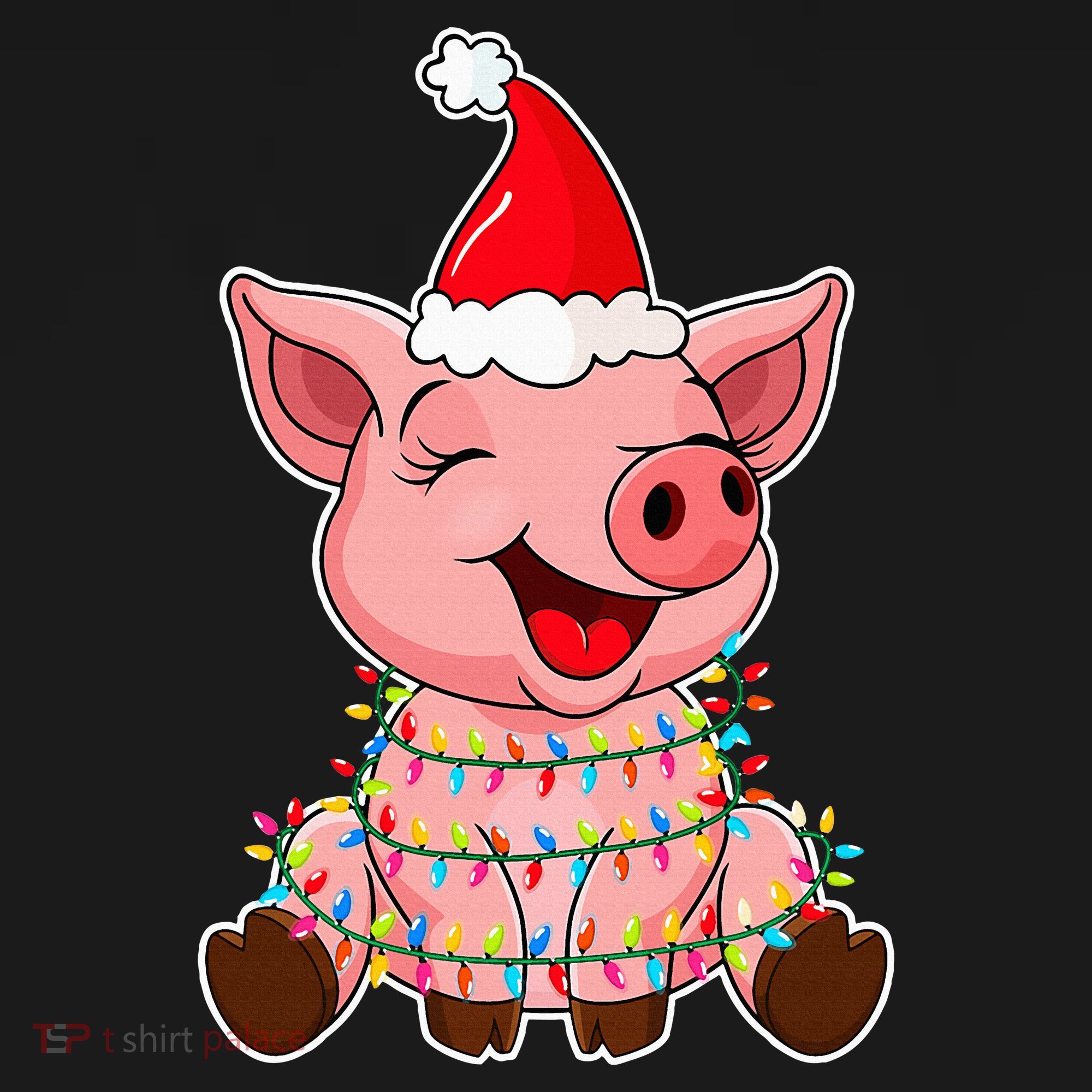 Festive Holiday Pig with Santa Hat Hilarious Gift Women's Tank Top