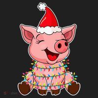 Festive Holiday Pig with Santa Hat Hilarious Gift Hat thumb 2