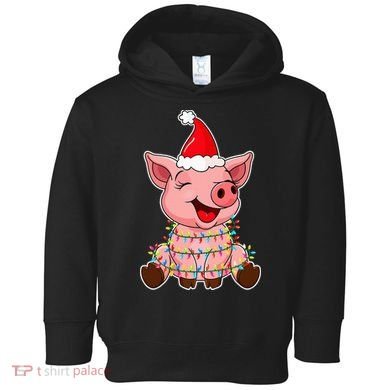 Festive Holiday Pig with Santa Hat Hilarious Gift Toddler Hoodie