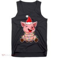 Festive Holiday Pig with Santa Hat Hilarious Gift Tank Top thumb 0