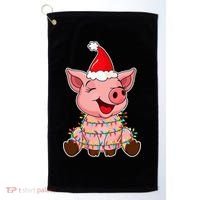 Festive Holiday Pig with Santa Hat Hilarious Gift Golf Towel thumb 0