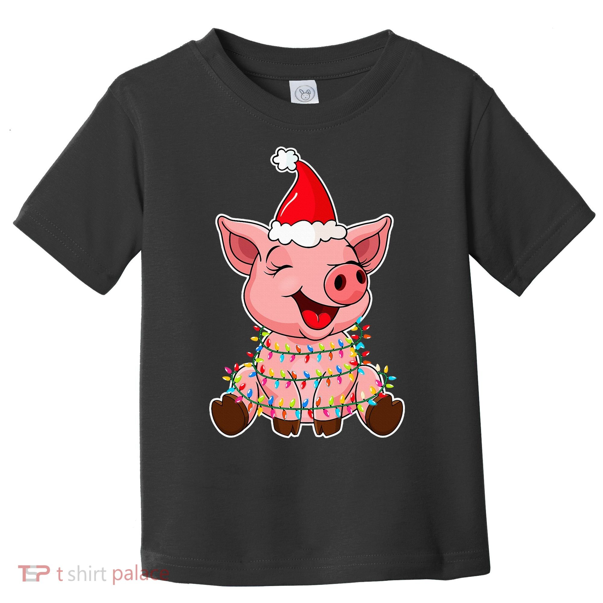 Festive Holiday Pig with Santa Hat Hilarious Gift Toddler T-Shirt