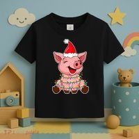 Festive Holiday Pig with Santa Hat Hilarious Gift Toddler T-Shirt thumb 3