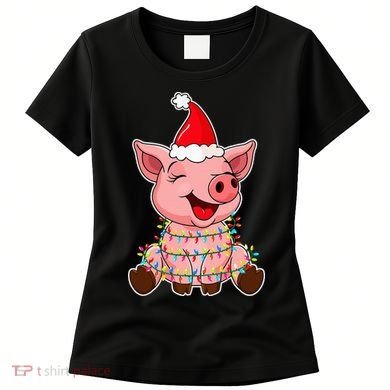 Festive Holiday Pig with Santa Hat Hilarious Gift Women's T-Shirt